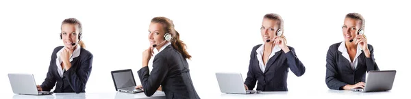 Call center assistant responding to calls — Stock Photo, Image