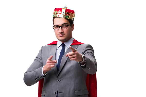 King businessman wearing red cover on white — Stock Photo, Image