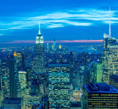 Günbatımında New York Manhattan manzarası