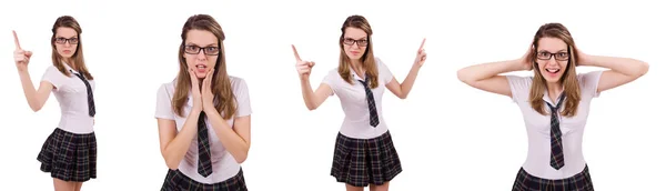 Schoolgirl isolated on the white — Stock Photo, Image