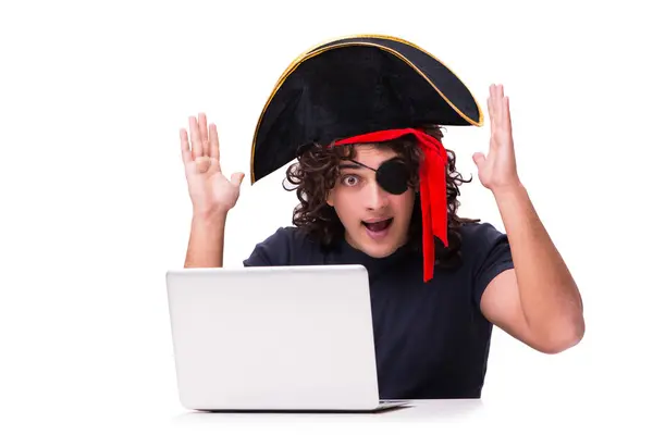 Digitales Sicherheitskonzept mit Pirat auf Weiß — Stockfoto