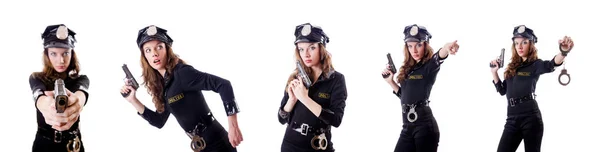 Жіноча поліція ізольована на білому — стокове фото