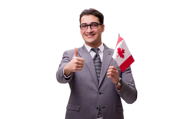 Young businessman with flag isolated on white — Stock Photo, Image