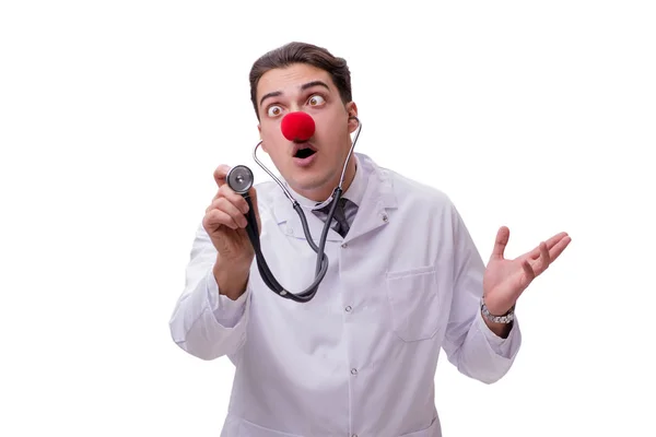 Buffo clown medico isolato su il bianco sfondo — Foto Stock