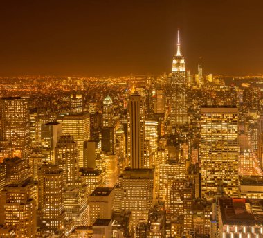 Günbatımında New York Manhattan manzarası