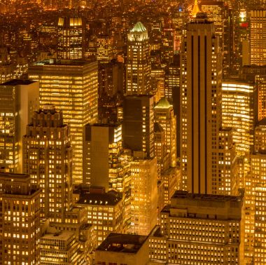 Günbatımında New York Manhattan manzarası