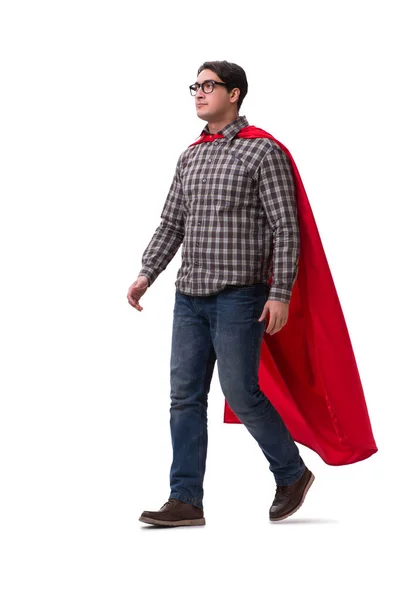 Super hero wearing red cover on white — Stock Photo, Image