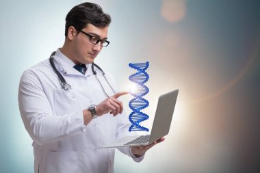 Genç öğrenci DNA yapısını inceliyor