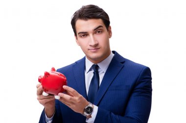 Beyaz izole servet ile yakışıklı adam