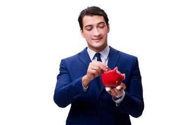 Beyaz izole servet ile yakışıklı adam