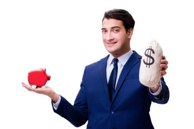 Beyaz izole servet ile yakışıklı adam