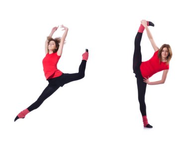 Beyaz egzersiz genç jimnastikçi