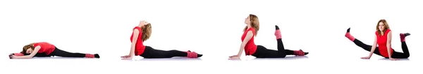 Mulher fazendo exercícios em branco — Fotografia de Stock