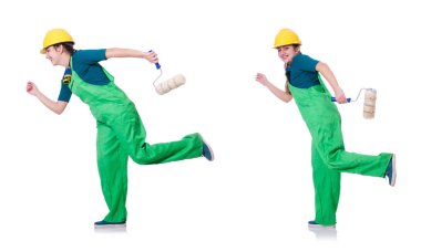 Kadın ressam beyazda izole edilmiş.