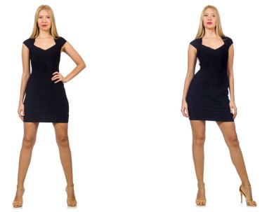 Kadın kolajı beyaz üzerinde izole görünüyor.