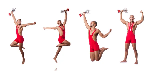 Young wrestler isolated on the white — Stock Photo, Image