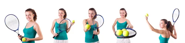 Woman tennis player isolated on white — Stock Photo, Image