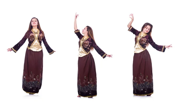 Jeune femme dansant danse azeri traditionnelle — Photo