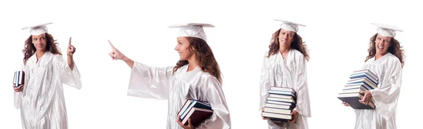 Junge Studentin isoliert auf weiß — Stockfoto