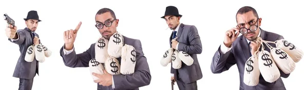 Businessman criminal with sacks of money — Stock Photo, Image