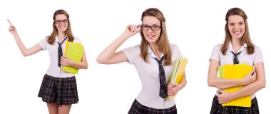 Beyazların arasında izole edilmiş liseli kız.