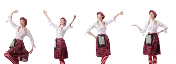 Žena v tradiční skotské oblečení — Stock fotografie