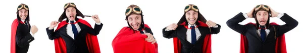 Hombre en cubierta roja aislado en blanco —  Fotos de Stock