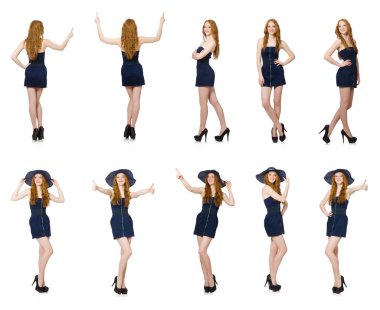 Sanal düğmeye basan kadın beyazda izole edildi