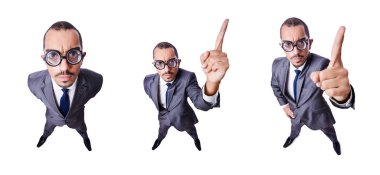 komik inek işadamı üzerinde beyaz izole