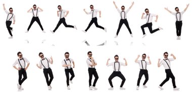 Beyaz izole bıyıklı genç adam