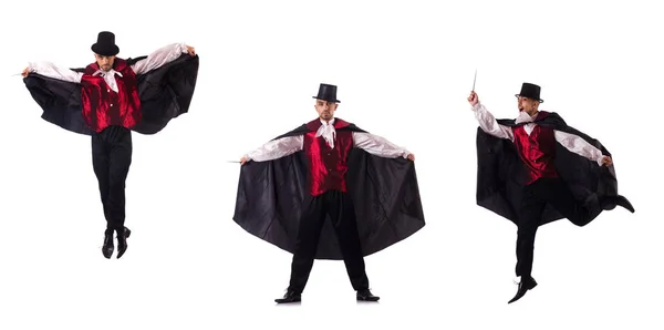 Man magician isolated on white — Stock Photo, Image