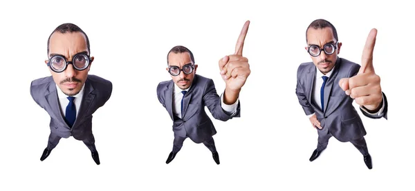 Funny nerd businessman isolated on white — Stock Photo, Image