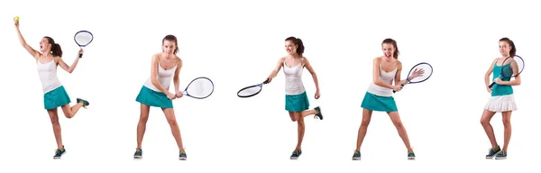 Tennisspielerin isoliert auf Weiß — Stockfoto