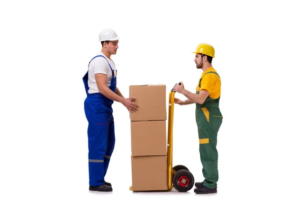 Two workers isolated on the white background — Stock Photo, Image