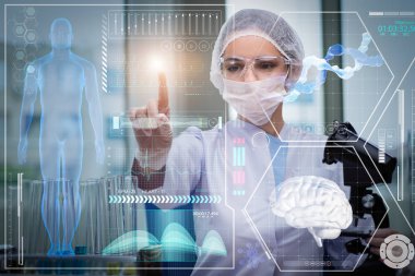 Fütürist tıp konsepti doktoru düğmeye basıyor
