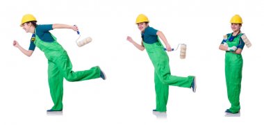 Kadın ressam beyazda izole edilmiş.