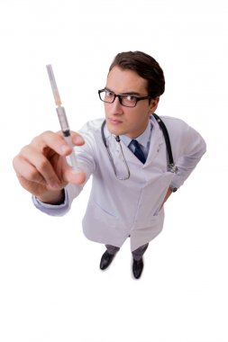 Beyaz arka planda izole erkek doktor