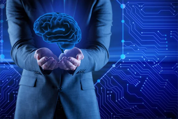 Empresario en concepto de inteligencia artificial — Foto de Stock