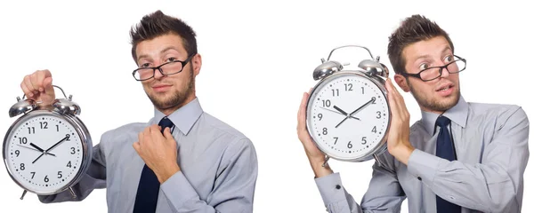 Collage de hombre de negocios con reloj en blanco — Foto de Stock