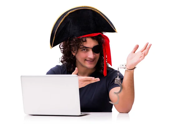 海賊白で隔離のデジタル セキュリティ コンセプト — ストック写真