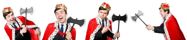 Concept of king businessman with crown — Stock Photo, Image