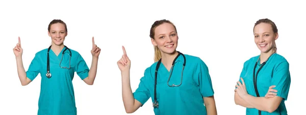 Femme médecin isolé sur blanc — Photo