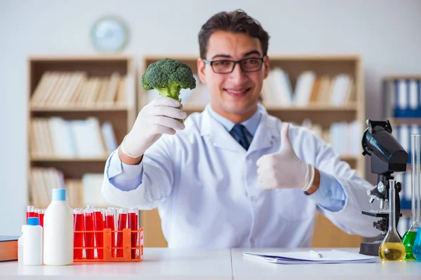 Scienziato che si occupa di frutta e verdura biologica — Foto Stock