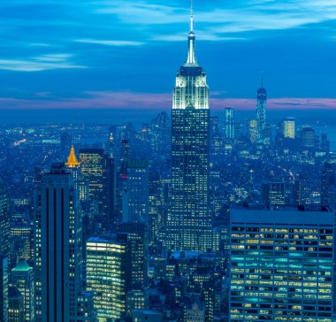 Günbatımında New York Manhattan manzarası