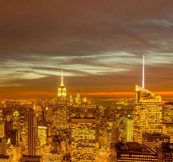 Vista de Nueva York Manhattan durante el atardecer —  Fotos de Stock