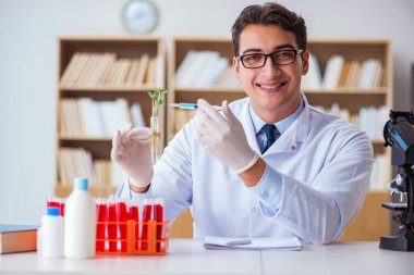 Laboratuvarda çalışan biyoteknoloji bilimcisi.