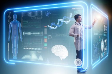 Fütüristik tıp konseptinde insan doktor.