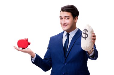 Beyaz izole servet ile yakışıklı adam