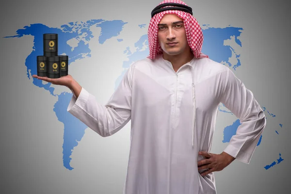 Arab businessman supporting oil price — Stock Photo, Image