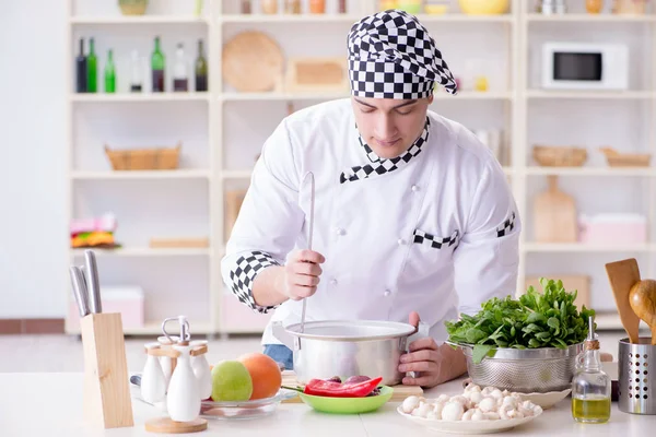 Young male cook working in the kitchen